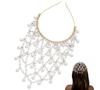 Ferricult Tocado de Perlas, Cadena de Cabeza Art Déco de Rhinestone Rugiente Años 20 Accesorio para el Cabello Flapper para Mujer, Fiesta, Boda Vintage, Dorado, Día de Pascua