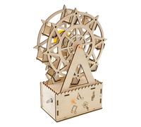 Ferris Wheel Music Box - 4.33x2.56x7.87 pulgadas de madera mecánico Musical Toy Educational Science Model STEM Learning Ferris Wheel Craft Kit | Rotating Music Box Toy For Kids Learning Fun Home Decor