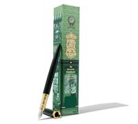 Ferris Wheel Press, Bijou - Pluma estilográfica, Catnip Café, doble chapado en oro, acabado lacado nevado, punta de acero bicolor, verde esmeralda, fina