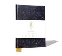 Ferris Wheel Press Envuelto en ratán, medianoche, tamaño A5, 120 páginas planas en blanco, papel blanco brillante de 160 g/m², bolsillo de acordeón, marcador de lugar de cinta de grogrén y sangrado de