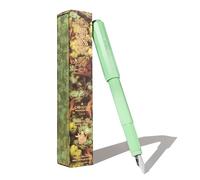 Ferris Wheel Press , Pluma estilográfica, cuerpo de mezcla acrílica, tapa de bloqueo de clic sellada al aire, perdido en las hojas, verde menta, punta mediana