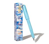 Ferris Wheel Press Pluma estilográfica de carrusel, cuerpo de mezcla acrílica, tapa de cierre de clic sellada al aire, vuelo plumado, azul, punta mediana