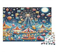 Ferris Wheel Puzzles para Ancianos 1000 Piezas Papel Reciclable Carnival Art Puzzle para Adultoos Interesante Juego Familiar Props Juego De Fiesta Props for Home 52x38cm/1000pcs