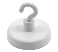 Ferrite White Pintado de Pintura Imán Con Gancho M4 Para Colgar, Sostener O Mostrar Elementos - 32mm de Diámetro - 7.3kg de Tracción - Paquete de 10
