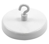 Ferrite White Pintado de Pintura Imán Con Gancho M4 Para Colgar, Sostener O Mostrar Elementos - 57mm de Diámetro - 25kg de Extracción - Paquete de 20