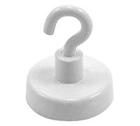 Ferrite White Pintado de Pintura Imán Con Gancho M4 Para Refrigerador, Pizarra, Tablón de Anuncios, Archivador O Oficina - 25mm de Diámetro x 38mm de Alto - 4kg - Paquete de 20