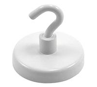 Ferrite White Pintado de Pintura Imán Con Gancho M6 Para Colgar, Sostener O Mostrar Elementos - 50mm de Diámetro - 21.3kg de Tracción - Paquete de 10