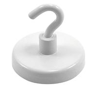 Ferrite White Pintado de Pintura Imán Con Gancho M6 Para Colgar, Sostener O Mostrar Elementos - 50mm de Diámetro - 21.3kg de Extracción - Paquete de 40