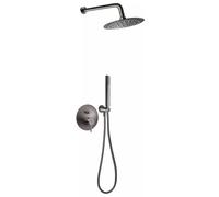 Ferro Ciriculus conjunto de ducha empotrado con rociador con efecto lluvia grafito BCK7PGM-SET1-S