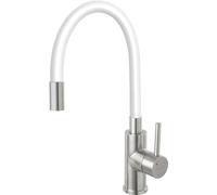 Ferro Zumba grifo de cocina de pie blanco-acero inoxidable BZA4WSS