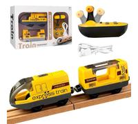 Ferrocarril eléctrico Lok - Tren remoto motorizado con luz y sonido compatible con ferrocarril de madera (Brio, Thomas) - Juguete tren a partir de 4 años para niños