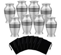 Ferrochef Paquete de 8 urnas pequeñas de recuerdo a granel para cenizas humanas o de mascotas con 8 bolsas de terciopelo decorativas de cremación mini urnas funerarias de metal duro para adultos