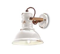 Ferroluce Aplique de pared de cerámica C1693 en estilo industrial blanco True