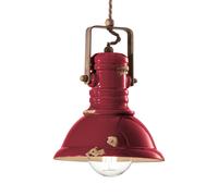 Ferroluce Lámpara colgante C1691 en burdeos diseño industrial