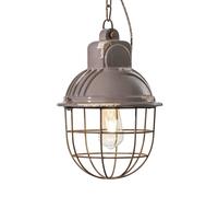Lámpara Colgante Industrial De Cerámica Y Metal Ø 26cm Taupe Shabby Antiguo E27