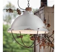 Ferroluce Lámpara colgante de cerámica blanca Luca en estilo shabby chic