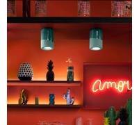 Ferroluce Lámpara de techo PI, cilíndrica, Ø 12,5 cm verde