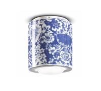 Ferroluce PI lámpara de techo, motivo floral, Ø 12,5 cm azul/blanco