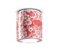 Ferroluce PI lámpara de techo, motivo floral, Ø 12,5 cm rojo/blanco