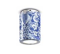 Ferroluce PI lámpara de techo, motivo floral, Ø 8,5 cm azul/blanco