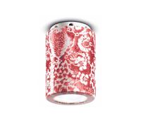 Ferroluce PI lámpara de techo, motivo floral, Ø 8,5 cm rojo / blanco