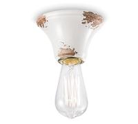 Ferroluce Retrò Plafón Vintage Minimal E14, 46 W, Blanco Brillante, 10x7.5 cm