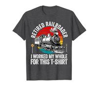 Ferroviario Jubilado Trabajador ferroviario Jubilación Tren Amante Camiseta, Hombre, Jaspeado Oscuro, M