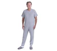 FERRUCCI COMFORT Pijama de manga corta con 1 cremallera/cremallera en la espalda para el verano, la enfermedad de Alzheimer, la incontinencia (gris hombre, L)