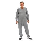 Ferrucci Comfort - Pijama de una pieza sanitaria, manga larga, 3 cremalleras/zip detrás de la espalda y el interior de la pierna, para verano, gris, Large