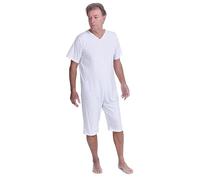 FERRUCCI COMFORT Pijama Sanitario Verano Manga Corta Pantalones Cortos - 9012/6 - Cremallera en el Dorso e Interior de las Piernas, para Mayores, Alzheimer, Incontinencia, Masculino, XL