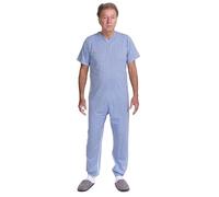 FERRUCCI COMFORT Pijama Tutone Sanitario Sensibilidad Manga Corta 3 cremalleras/cremallera detrás de la espalda y el interior de la pierna de verano, Azul Cielo, XXL