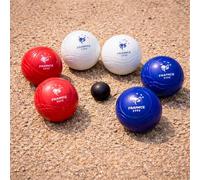 FERRY JOUETS FFF - Juego de 6 bolas de petanca para niños, plástico resistente, azul blanco rojo, con cerdo, juego de habilidad para jardín y familia