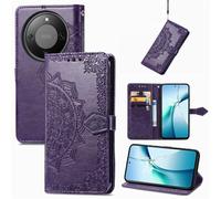 Fertuo Funda para Honor Magic 8 Lite 5G, Carcasa Libro con Tapa de Cuero Piel con Ranuras de Tarjetero, Soporte y Cierre Magnético [Mandala] Wallet Case Flip Cover Interior de Silicona, Púrpura