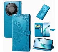 Fertuo Funda para Honor Magic 8 Lite 5G, Carcasa Libro con Tapa de Cuero Piel con Ranuras de Tarjetero, Soporte y Cierre Magnético [Mandala] Wallet Case Flip Cover Interior de Silicona, Azul