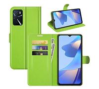Fertuo Funda para OPPO A16 / A16S / OPPO A54S, Carcasa Libro con Tapa de Cuero Piel Wallet Case Flip Cover con Kickstand, Hebilla Magnetica, Ranuras para Tarjetas para OPPO A16, Verde