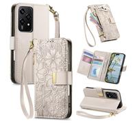Fertuo Funda para OPPO A16s / A16 / A54s, Flores Case Libro con Tapa de Cuero PU Piel con Tarjetero, Soporte, Cierre Magnético y Correa de Muñeca Flip Cover Carcasa Antigolpes, Blanco