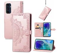 Fertuo Funda para Samsung Galaxy M55, Carcasa Libro con Tapa de Cuero Piel con Ranuras de Tarjeta, Soporte, Cierre Magnético [Mandala] Wallet Case Flip Cover para Samsung Galaxy M55, Oro Rosa