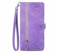 Fertuo Funda para Samsung Galaxy S24 FE, Carcasa Libro con Tapa de Cuero PU Piel con Tarjeta, Soporte y Cierre Magnético Flores Dibujos Wallet Case Flip Cover Antigolpes para Galaxy S24 FE, Violeta