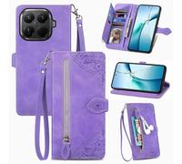 Fertuo Funda para Xiaomi 17T Pro, Carcasa Libro con Tapa de Cuero PU Piel con Tarjetero, Soporte y Cierre Magnético Flores Dibujos Wallet Case Flip Cover Interior Silicona Antigolpes, Violeta