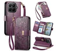Fertuo Funda para Xiaomi 17T Pro, Flores Case Libro con Tapa de Cuero PU Piel con Tarjetero, Soporte, Cierre Magnético y Correa de Muñeca Flip Cover Carcasa Antigolpes, Violeta