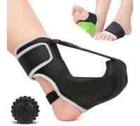 Férula Nocturna Para Fascitis Plantar, Vendaje Para Espolón Calcáneo, Soporte De Pie Con Pelota De Masaje y Almohadillas Para Arco Plantar, Para Fascitis Plantar Para Aliviar El Dolor De Pies,Negro