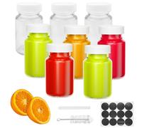 Fervalyna 8 Piezas Mini Botella Cristal 60ml, Botellas de Cristal, Frascos de Vidrio, Botes Transparentes Pequeños, Shots Botellitas, con Tapa Hermética, Etiquetas, Rotulador y Cepillo, para Jugo