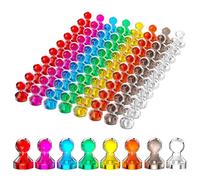Fervalyna 80 Piezas Iman Nevera, Imanes Pizarra Magnetica, Colorido Magnético Chinchetas, Imanes Pequeños Fuerte, para Pizarra, Mapa, Calendario, Escuelas y Oficinas, 11x17 mm, (8 Colores)