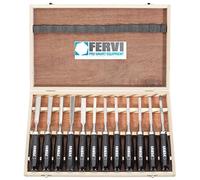 Fervi 0306 Coffret de 12 ciseaux à bois de sculpteur