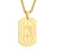 Fervia Collar con inicial de fútbol para hombre, placa de perro de acero inoxidable plateado/negro/dorado, colgante de letra deportiva, fútbol, atletas, regalos de joyería para hombres, niños, novio