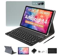 FESABOLE 2025 - tablet Android 14 de 11 pulgadas, 18 GB de RAM, 128 GB de ROM, 1 TB de expansión, visualización 2K, T616 Octa-Core, 5G WiFi, 13MP+5MP+5MP, GPS, 9000mAh, tablet con