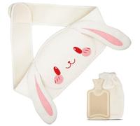 Fesaizwi Cinturón para bolsa de agua caliente, 3 en 1, cinturón de 1 l, botella de agua caliente con funda, botella de calor para animales, perfecta para espalda, vientre y cuello (Rabbit)