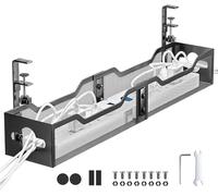 Fesatccoz Bandeja de Gestión de Cables para Debajo del Escritorio de Malla de Metal Cesta De Cables de Mesa sin Taladrar con Sistema de Sujeción para Oficina Limpia en Casa