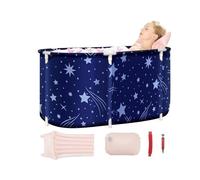 Fesatccoz Bañera plegable, 47.2 x 21.7 x 19.7 pulgadas, portátil, para baño caliente, spa, cubo de baño grueso, bañera grande de múltiples capas para dos personas con respaldo, cojín y bomba inflable