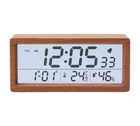 Fesatccoz Despertador Digital de Madera, Reloj Despertador Digital Inteligente con Gran Pantalla LCD, Reloj de Mesa Digital con Indicador de Temperatura Humedad y Luz Nocturna